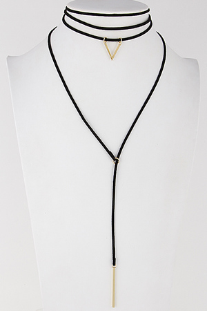 Thin Simple Choker Chevron Bar Necklace Set 6JCB5